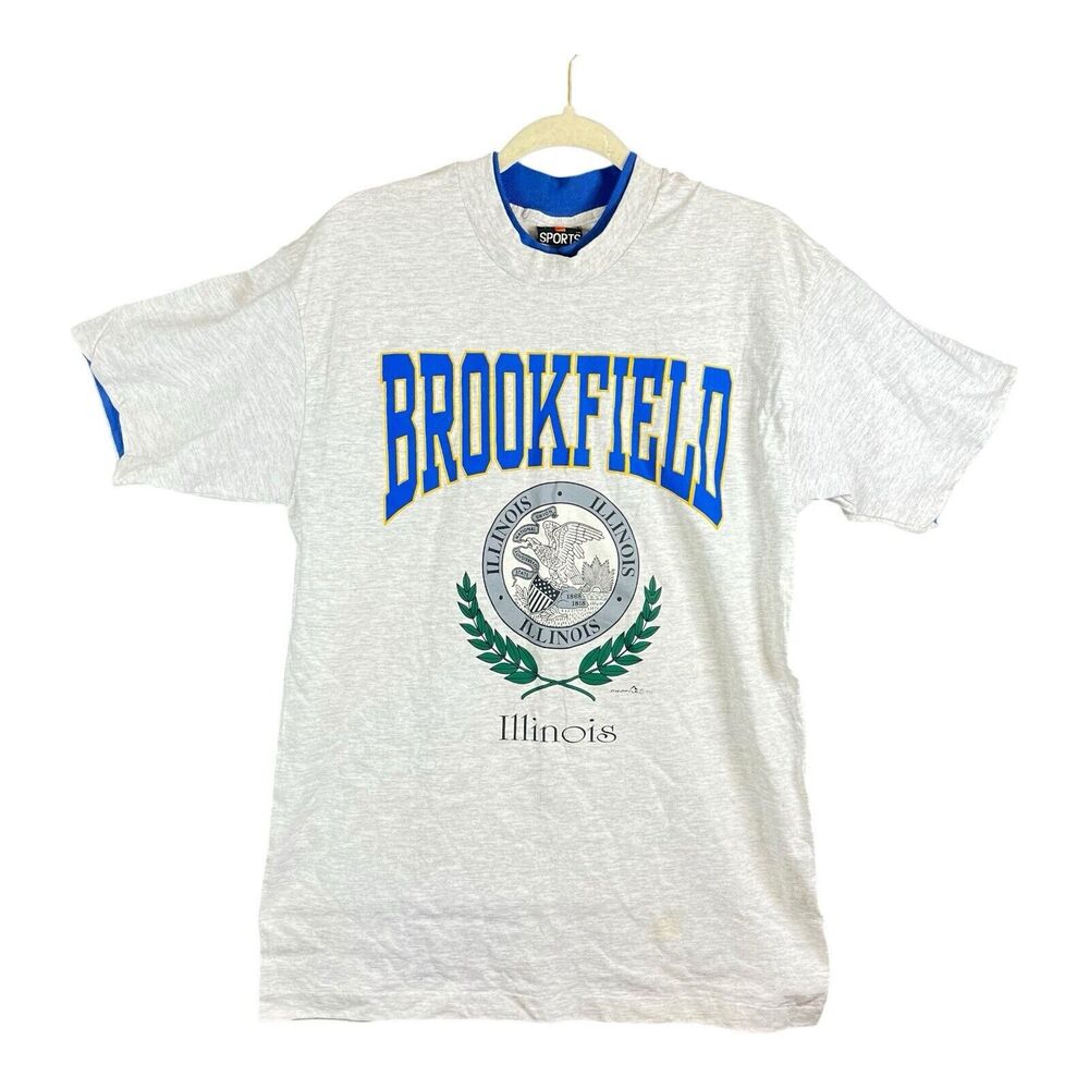 Vintage 90s Brookfield Illinois Graphic Print Shirt Size Large USA Signal Sports